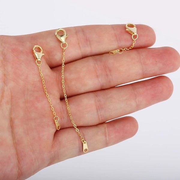 Kaulakorun pidennysketjut, 925 hopea kaulakorun pidennysketjut, 14K kultapinnoitettu kaulakorun pidennysketju Chain Extender Choker kaulakoru rannekorun pidennysketjut D-guld