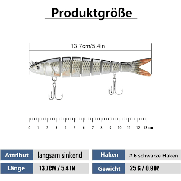 Lokker til lokke multi led som wobbler gedde agn swimbait jerkbait aborre agn agn agn fiskegrej til fiskeri efter rovdyr med 2stk 1