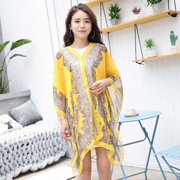 Sjal Scarf Strand Cover Up GUL Yellow