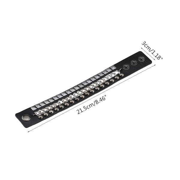 Punk-armband för män och kvinnor - Goth svart nitarmband i läder, justerbart