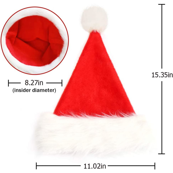 Tomteluva för barn, jultomtehattar Sammet Plysch Röd Hatt