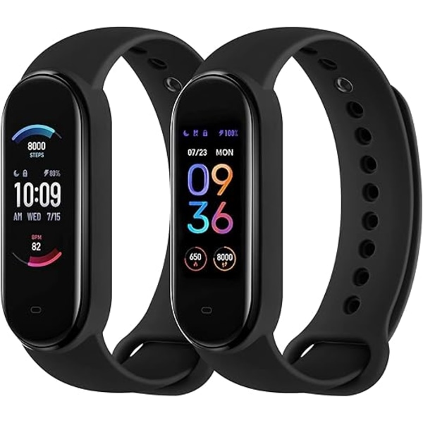 Hihna Xiaomi Mi Band 5/6:lle, klassiset ja värikkäät pehmeät silikoniset rannekkeet Amazfit Band 5:lle.
