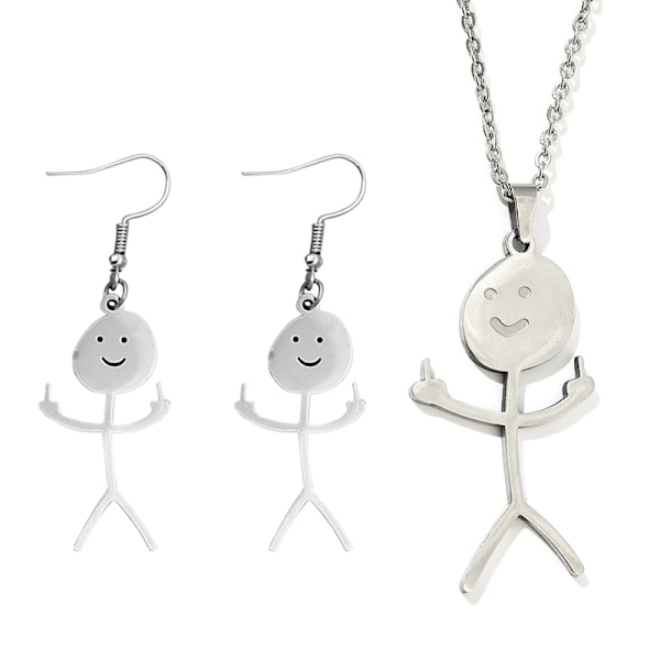 funny doodle necklace and earrings set, set - Perfect