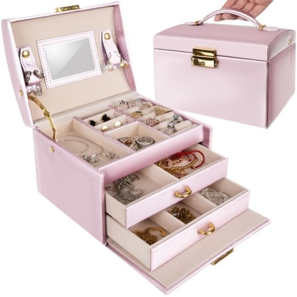 Smyckeskrin med spegel - Ask för smyckesförvaring Light pink Light pink