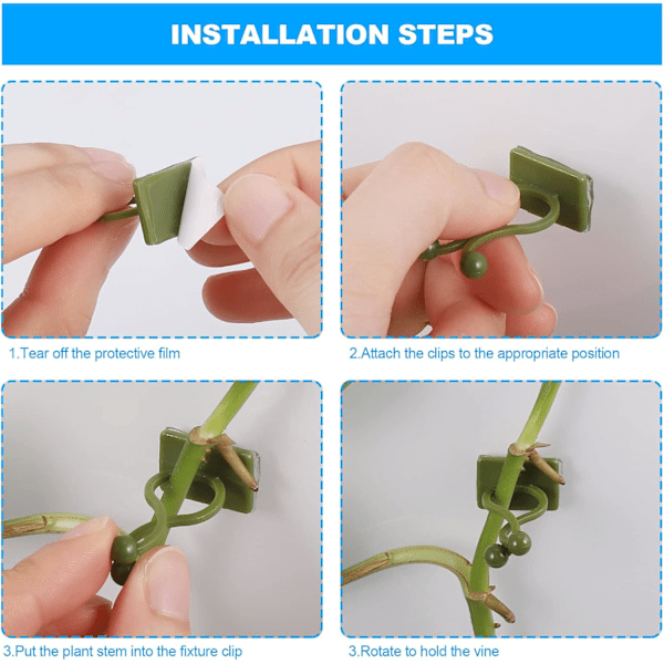 100 stk 15mm klatreplante støtteklips, selvklebende planteholder