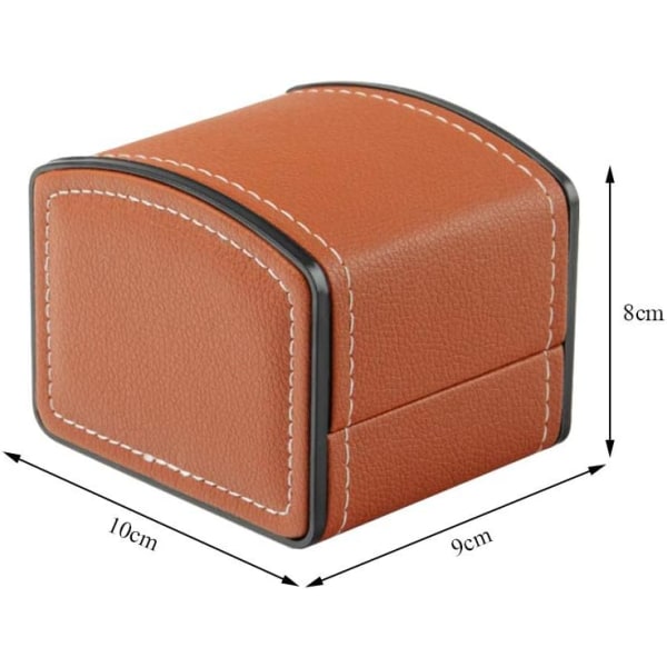 HHL Kvadratisk presentförpackning PU-läder armband klockförvaringslåda enkel rutnät smyckeskrin för klockförvaring (A brun)