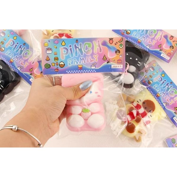 1 st. Mjuk Katt Squeeze Leksak, Mjuk Katt Kawaii Klibbiga Squishies Stressavlastande Squishies för Barnfest Favoriter, Squeeze Familj Mjuk Leksaker