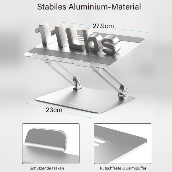 Bärbar datorstativ, multi-vinklar, värmeventil, justerbar, (11-17,3 tum)