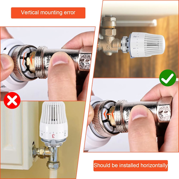 Termostatisk radiatorventil - 4 stycken, M30 x 1,5 för kök och badrum