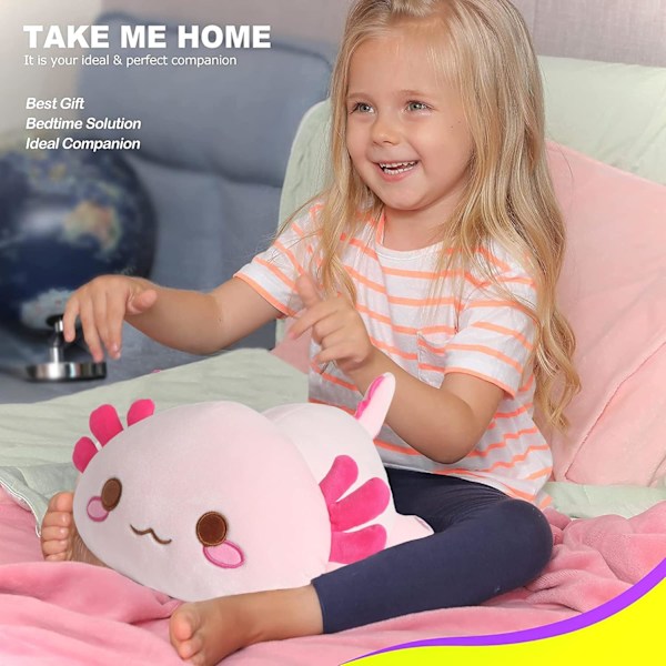 Onsoyours Söta Axolotl Plyschdjur, Mjukt Fyllt Djur Salamander Plyschkudde, Kawaii Plyschleksak för Barn (Grön Axolotl, 13 tum) Pink