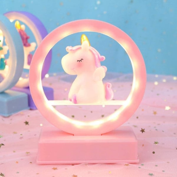 Led nattljus, Unicorn speldosa med ledljus, Unicorn bordslampa för flickor Födelsedagspresent (1st, rosa) Hy