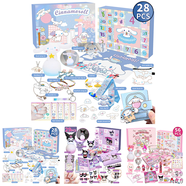 Sanrio-hahmojen joulukalenteri blindbox-setissä, tyttöjen lelut, joulun odotus, loma-koristeet Cinnamoroll