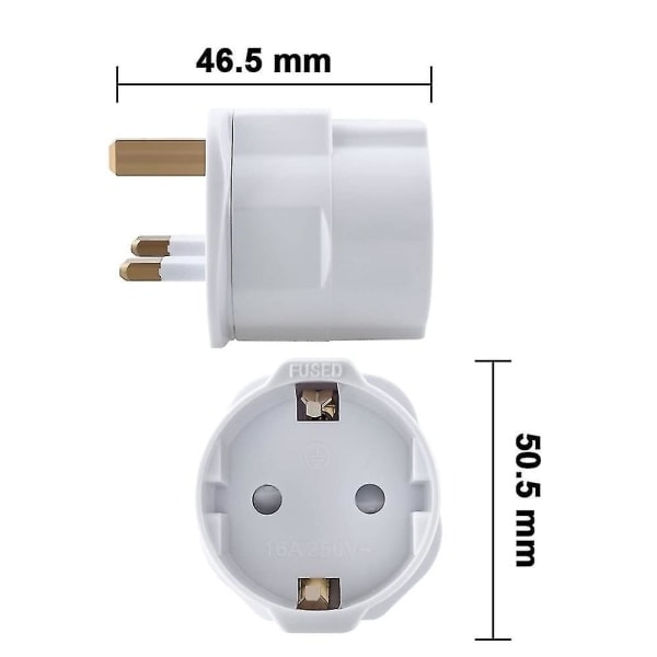 2x Reiseadapter Adapterplugg for England - Reisepistikk Strøm EU til UK Stikkontakt - Reiseplugg Hvit_qudddd