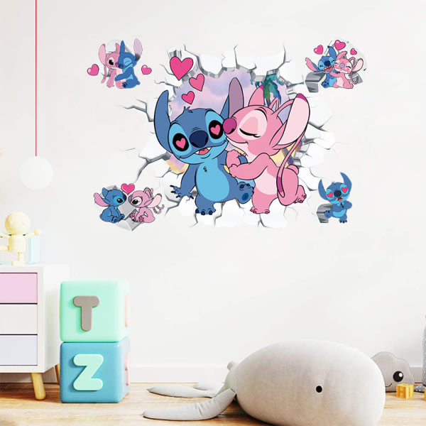 Stitch and Angel 3D wallsticker, tapet, PVC, 50cm*36cm