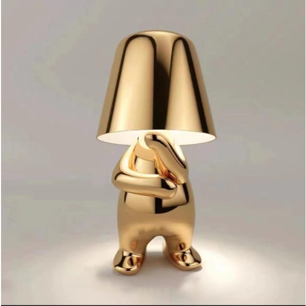 Nattbordlampe, Gull Thinker Lampe Skrivebordslampe Ledningsfri Oppladbar Bærbar Dekorativ Nattlys Gull B