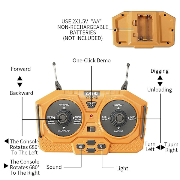 2,4 GHz Trådlös RC Grävmaskin Fjärrstyrd RC Lastbil Crawler Truck Elektrisk Byggfordon Leksaker