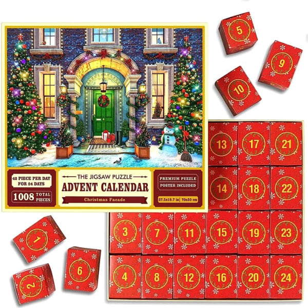 Adventskalender 2023 Julpussel 24 delar 1008 pusselbitar Nedräkning till julpresenter för barn
