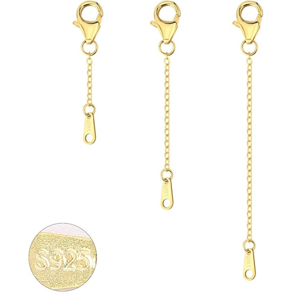 Kaulakorun pidennysketjut, 925 hopea kaulakorun pidennysketjut, 14K kultapinnoitettu kaulakorun pidennysketju Chain Extender Choker kaulakoru rannekorun pidennysketjut D-guld