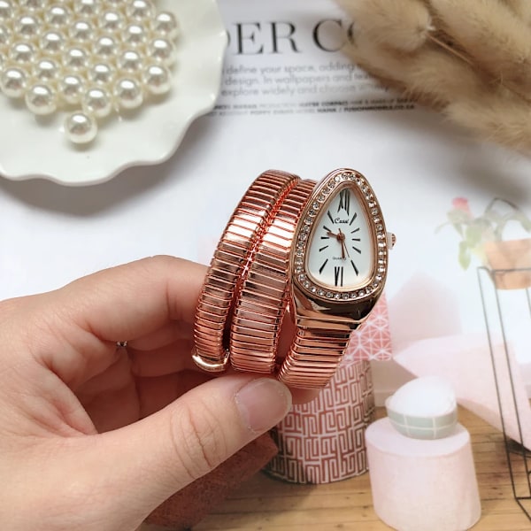 Käärmekello Kvartsi Rannekoru Muodikkaat Kultaiset Naisten Kellot Kello reloj mujer montre femme relogio Luksus Damarmbandsu rose gold white