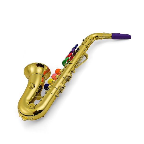 Saxofon Barn Musik Blåsinstrument Abs Metallic Guld Saxofon med 8 färgade tangenter