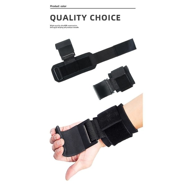 Nya tyngdlyftande krokar med handledslindningar Hand-bar handledsrem Gym Fitness krok viktrem P black