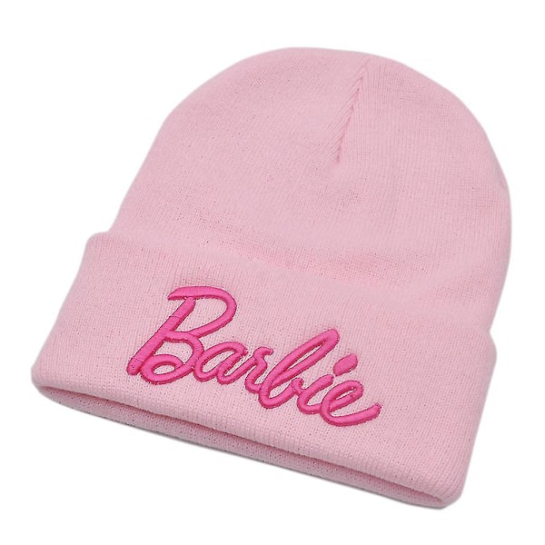 Barns Barbie Strikket Lue Beanie Høst Vinter Utendørs Caps Barbie Fans Hatt Gaver Light Pink