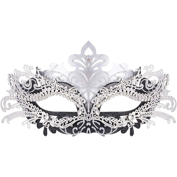 Venetiansk mask (svart silver), för maskerad boll och kostym, för w