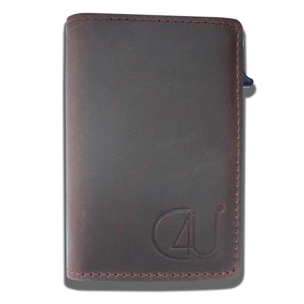 Eksklusiv Kort Holder C4U® Design RFID & NFC Beskyttelse Tegnebog Popup Bru Brown one size