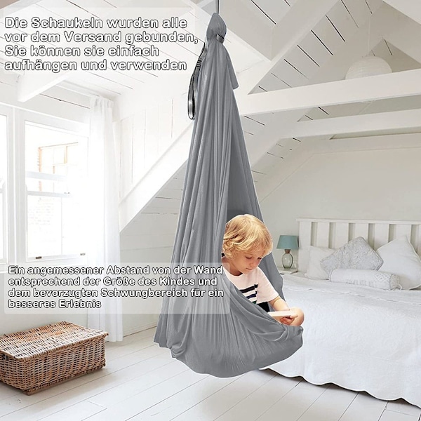 Sisäkeinu Sensorinen keinu lapsille, ihanteellinen joogaan (harmaa) 1*2,8m-WELLNGS