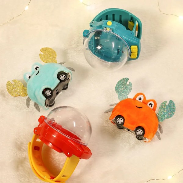 2.4G Mini RC-autokellolelu LED-valolla Sähköinen induktiokello Plussinen pupu Koira Ravun RC-auto Poikien ja tyttöjen lelulahja green Crab