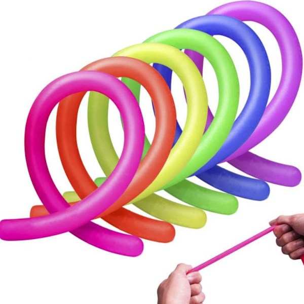 12-pack Stretchiga Nudelsträngar Neon Barn Fidget Sensorisk Leksak för Barn