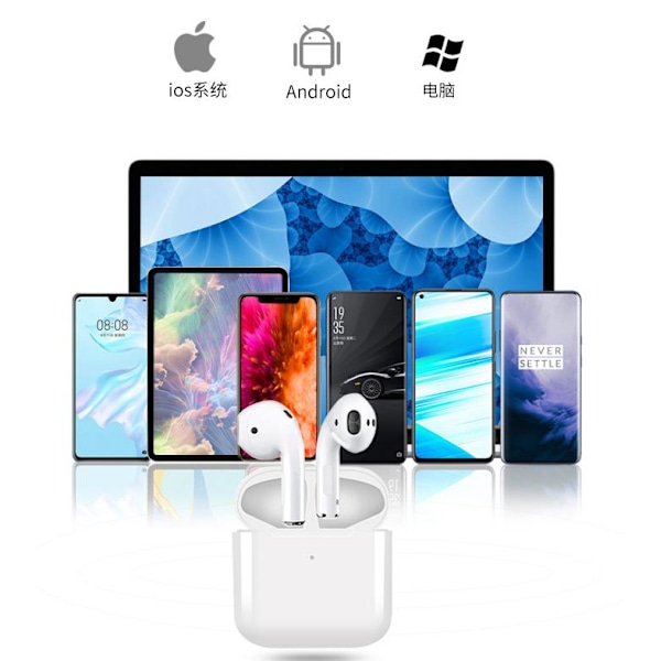 Pro 5 iPhone- ja Android-yhteensopivat Bluetooth-kuulokkeet, langattomat Bluetooth-kuulokkeet, kompaktit ja hienot, helppo kuljettaa, valkoinen