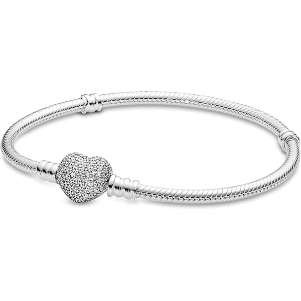 Slangearmbånd for Pandora-charms i ekte sølv, Moments-slangekjede, passer alle charms, gaver til kvinner og jenter (18 cm)