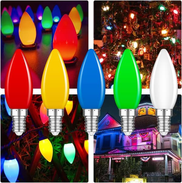 10-pak E14 1W farvede pærer, E14 farvede LED-pærer, E14 farvede LED til lyskæder, fester, julepynt
