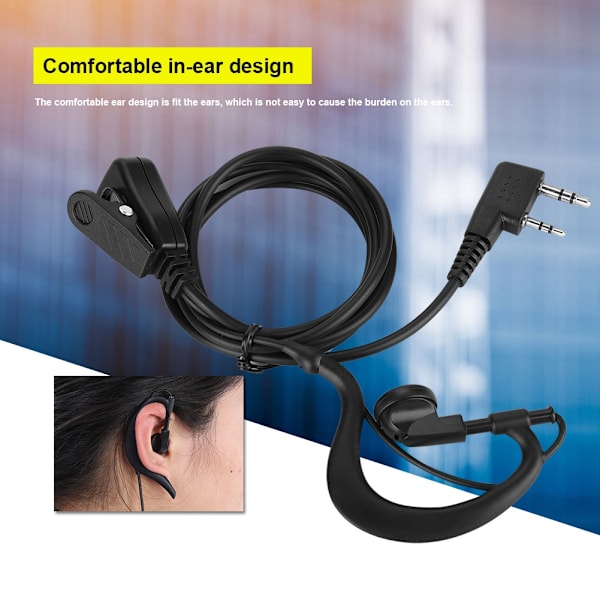 Svart enkel K-huvud EAR-krok Hörlurar Walkie Talkie Tvåvägsradio Headset++