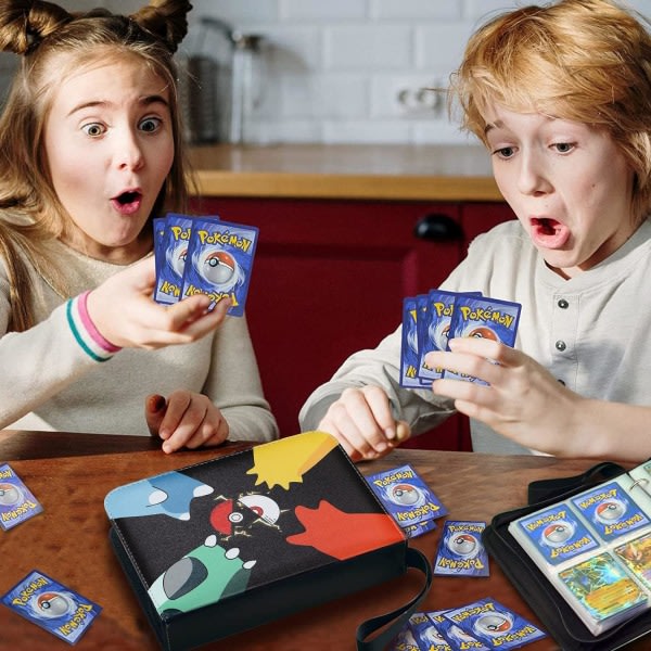 Samlarkortspärm med 4 fickor, kortmapp med 400 fickor för Pokemo n med 50 avtagbara ärmar Samlarkortshållare med dragkedja för kortalbum