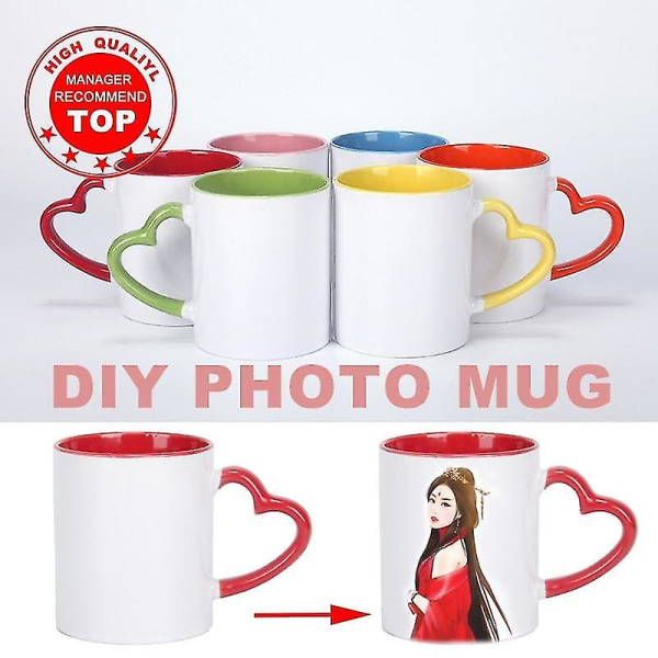 HHL Custom Printed Handle Mug Travel Keramic Cup Familj Vänner Födelsedag (röd)
