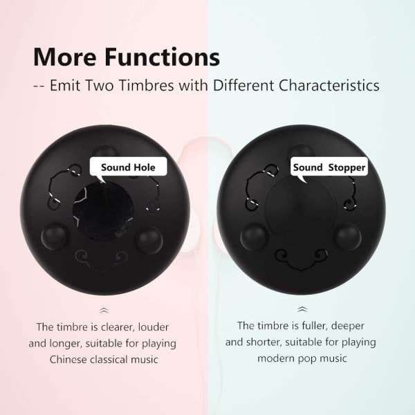 Stål Tongue Drum 6 Tum 8 Toner C-Ton Handvev Slagverksinstrument för Meditation Musikundervisning Svart Black