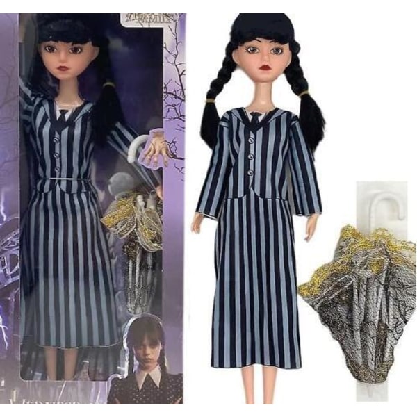 Plush Wednesday Adams dockor för ba Long Sleeve Stripe