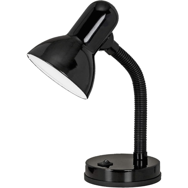 Basic sängbordslampa, skrivbord och läslampa i stål och svart plast, E27-sockel