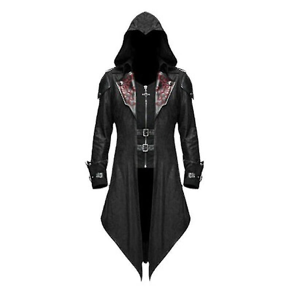 2023 Ny Medeltida Assassin-Spel Assassins Creed Cosplay Kostym Edward Streetwear Huvtröja Ytterplagg Halloween Festkläder Svart Black L