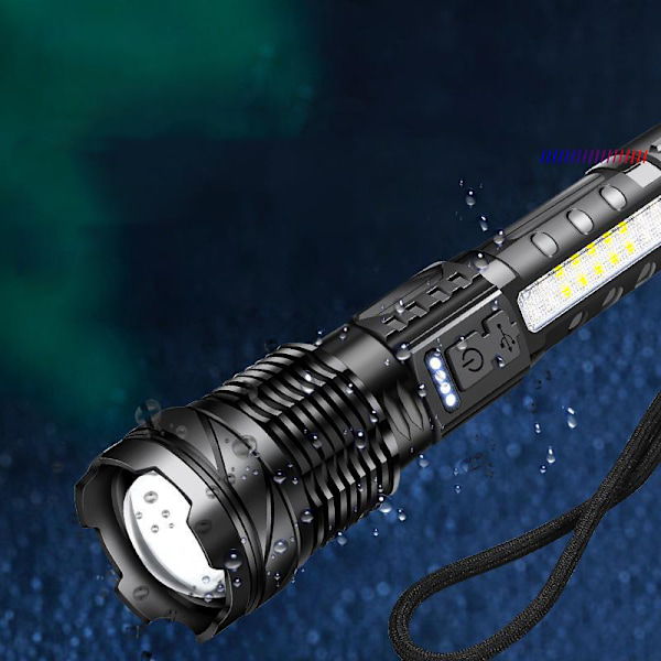 Super Lys LED Lommelygte 1500 Lumen USB Genopladelig Lommelygte 7 Tilstande Taktisk Lommelygte