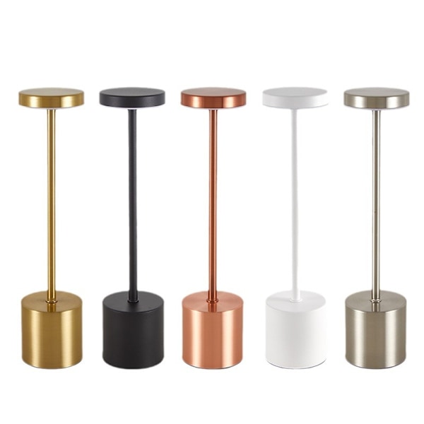 Trådløs Bordlampe Dimbar Vanntett Metall USB Oppladbar Bordlampe -1 stk-WELLNGS Silver