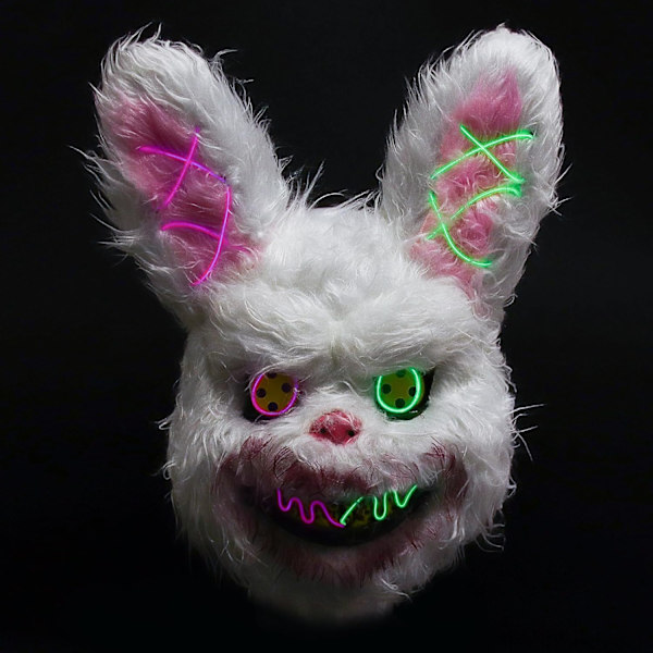 Desdfcer Halloweenmask, läskig Halloweenmask för kvinnor och män, Halloweenkanin Bunny Mask