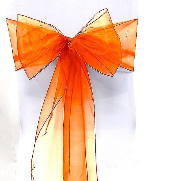 Organza Sashes Cover Tyll Rosett Sash Tie Ribbon Bröllopsfest Orange 25 Pcs