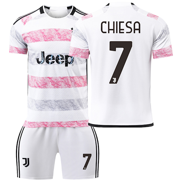 23/24 Juventus borta fotbollströja barn set nr 7 CHIESA No. 7 CHIESA Children's size 22