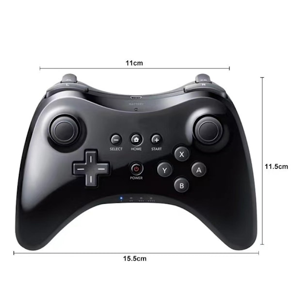 Pro Controller för Wii U, Trådlös Handkontroll, För Nintendo Wii U Handkontroll Gamepad Joystick Dubbel Analog (Svart)
