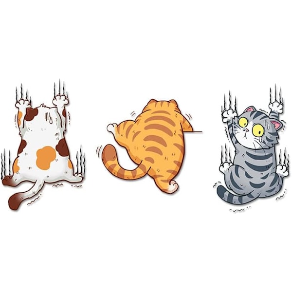 Scratch Cat Vinyl Dekal til Bil, Tre Katter Dekker Riper Morsom Bumper Dekal