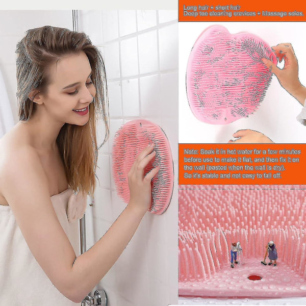 2-pack dusch rygg & fotskrubb, väggmonterad med sugkoppar
