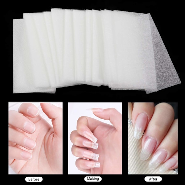 100 stycken Fibernails för nagelförlängning, nagelförlängningssilke glasfiber gel kit falska naglar manikyr salong verktyg för UV gel naglar konst